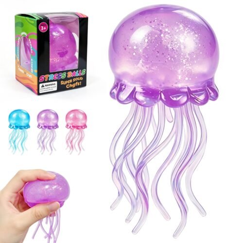 NeeDoh Jellyfish – JellySquish Sparkle Squishy (2/11) NeeDoh JellySquish Sparkle Squishy jellyfish toy with glitter dome and tentacles — Image 2 of 11