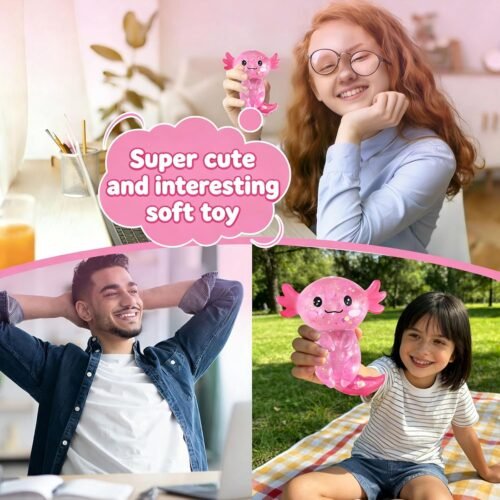 Pink and blue glitter axolotl squishy toy 2-pack — Image 5 of 10