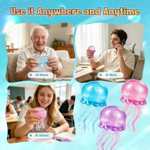 NeeDoh Jellyfish – JellySquish Sparkle Squishy (7/11) NeeDoh JellySquish Sparkle Squishy jellyfish toy with glitter dome and tentacles — Image 7 of 11