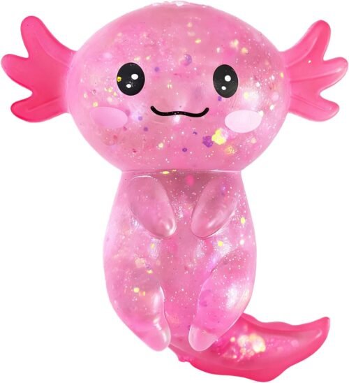 Pink and blue glitter axolotl squishy toy 2-pack — Image 9 of 10