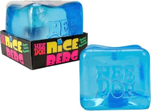 Giant translucent blue NeeDoh Nice Berg sensory squish cube from NeeDoh UAE — Image 1 of 8