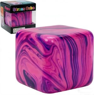Orange marbled NeeDoh Nice Cube Swirl squish cube — Image 1 of 8